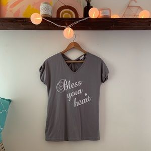 Charming Charlie’s Bless your heart gray shirt